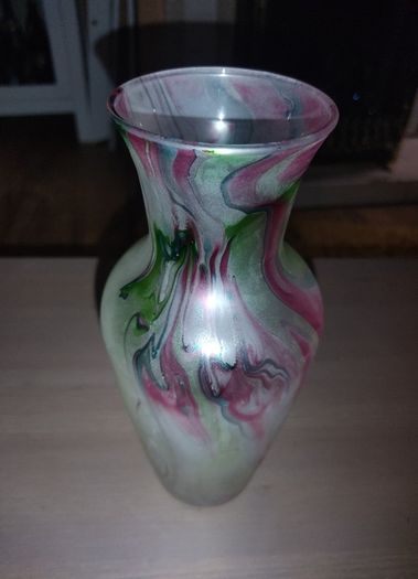 Glass Colorful Drip Vase 24 inches tall and companion piece 8 inches tall