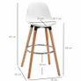 2-Piece Bar Stool Set Scandinavian Design, Footrest, 43 cm x 43 cm x 91 cm, Natural + White Image 2