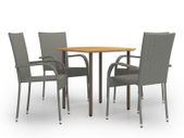5 Piece Garden Dining Set Poly Rattan Grey