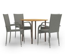 5 Piece Garden Dining Set Poly Rattan Grey