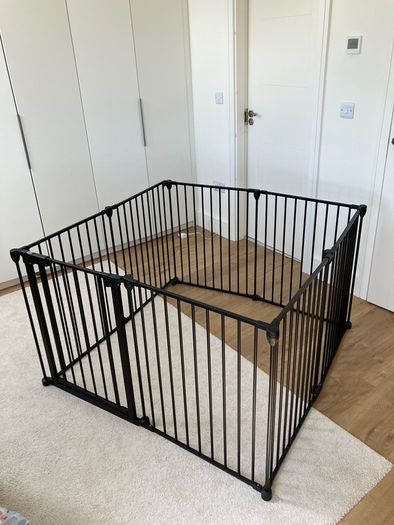Large 8-Panel Black Metal Baby/Toddler Playpen. / Safety Gate - New