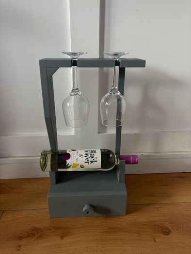 Handcrafted Wine Bottle and Glass Holder