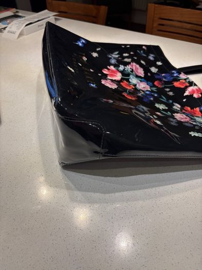 Ted Baker Black Patent with Floral Pattern Large Tote / Shopper Bag - as new condition