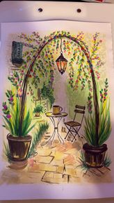 Painting A4 - Tea in garden