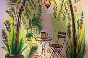Painting A4 - Tea in garden