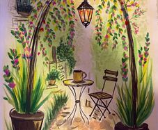 Painting A4 - Tea in garden