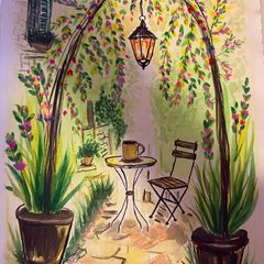 Painting A4 - Tea in garden