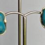 Irregular Gilted Cabochon Turquoise Earrings Image 2