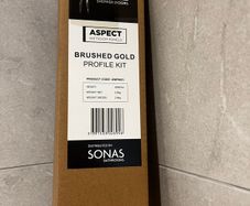 Sonas Aspect Wetroom Shower Panel 1000mm with brushed gold profile kit