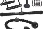 Cable Attachments for Home Gym, LAT Pulldown Equipment, Weight Machine Accessories, Straight Pull Down Bar, V Bar, Tricep Rope, Revolving Row Handle, Stirrup Handle (FREE POSTAGE)