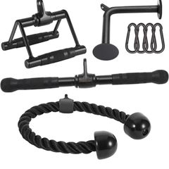Cable Attachments for Home Gym, LAT Pulldown Equipment, Weight Machine Accessories, Straight Pull Down Bar, V Bar, Tricep Rope, Revolving Row Handle, Stirrup Handle (FREE POSTAGE)