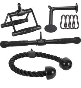 Cable Attachments for Home Gym, LAT Pulldown Equipment, Weight Machine Accessories, Straight Pull Down Bar, V Bar, Tricep Rope, Revolving Row Handle, Stirrup Handle (FREE POSTAGE)