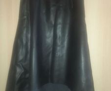 ladies black belted leatherette waterfall skirt