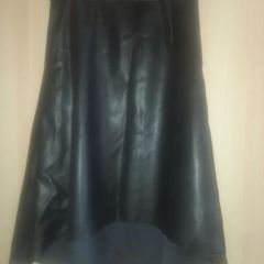ladies black belted leatherette waterfall skirt
