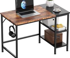 NEW SALE |  Office Desk, Computer Desk With Bookshelf, 100 x 50 x 75 cm Study Writing PC Desk for Home Working with Storage Shelves, Desks & Workstations for Home Office