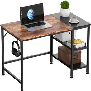 NEW SALE |  Office Desk, Computer Desk With Bookshelf, 100 x 50 x 75 cm Study Writing PC Desk for Home Working with Storage Shelves, Desks & Workstations for Home Office