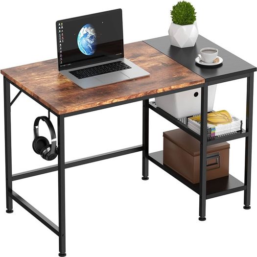 Computer Desk With Bookshelf PC Study Writing Desk ,Working with Storage Shelves, Desks & Workstations for Home Office Bedroom, 100x50x75cm