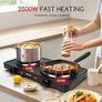 2500W Electric Double Hot Plate with Cast Iron Heating, Dual Plates Hob for Table Top Cooking, Independent Adjustable Temperature Control, Portable Design for Camping Travelling - Gemini Image 2