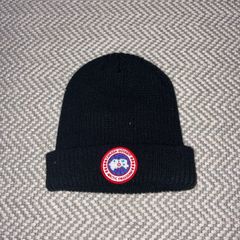 Canada Goose Arctic Program Black Ribbed Beanie Hat | Luxury Winter Knit | One Size | Classic Logo