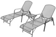 Sun Loungers 2 pcs with Table Steel Anthracite