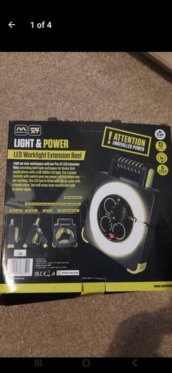 Masterplug Pro XT Work Light Cable Reel 240V 13A 4-Socket 5m