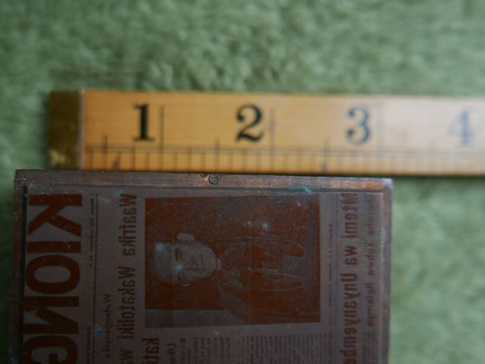 Vintage  Printing Plate on Wood Block Photo Negative