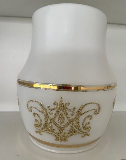 Glass Ceiling light Shade Vintage. Milky Finish With Gold Tones And Gold Frost Detail & Gold  Trim. Is really Beautiful Hung