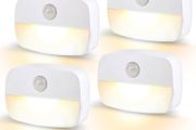 SALE LED Motion Sensor Night Light, [4 Pack] Stick-On Night Light by Battery Powered, Stair Sensor Lights Indoors