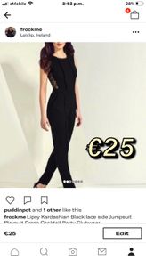 Lipsy Kardashian Kollection Black Lace Side Slim Fit Jumpsuit Playsuit Dress Up 8