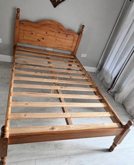 As New - Very Solid 4Ft Small Double Wooden Bed Frame - Can Deliver