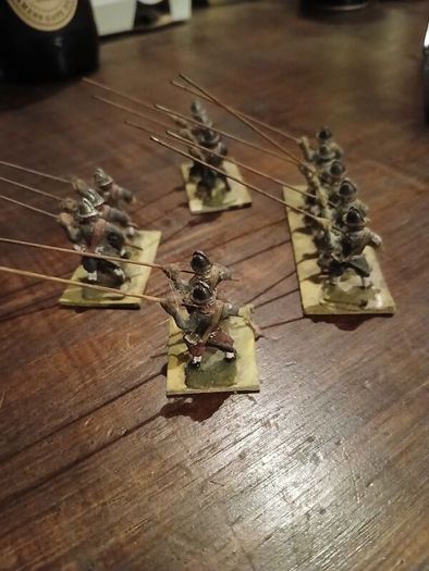 Painted metal pikemen,Warhammer?