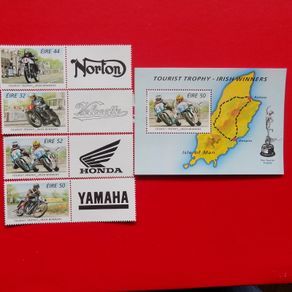 Ireland 1996.Irish Winners of Isle of Man Tourist Trophy.MNH.Stamp set and Miniature Sheet.
