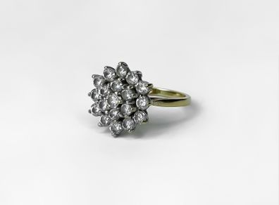 9ct Yellow Gold Cluster Ring, size J - J 1/2