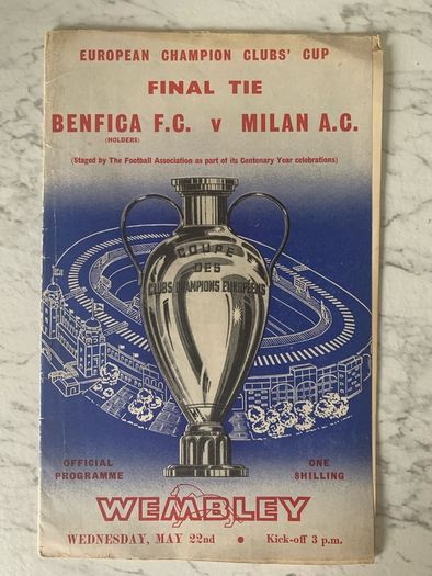 1963 European Cup Final Benfica v AC Milan Official Programme