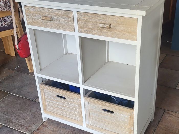 Hall console with drawers and shelves