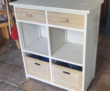 Hall console with drawers and shelves