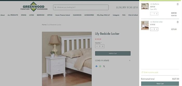 Lily Double bed frame and matching bedside locker