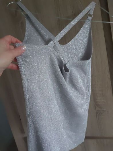 Silver knitted top size fits Xs s
