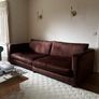 Brown velvet sofa with bun feet Image 4