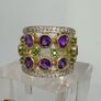 Silver earrings Harry Ivens Amethyst & Chrome Diopside Hoop Earrings Image 10