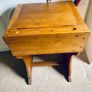 Antique Oak Childs School Desk with Lift-Top Storage Image 3