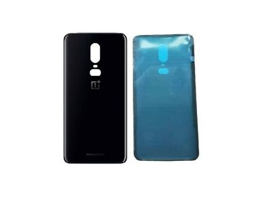 For OnePlus 6 1+6 Rear Battery Cover Back Glass Panel Black & Adhesive - FHTOP6BCB