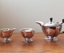Vintage Silver-plated hexagonal Art Deco tea set
