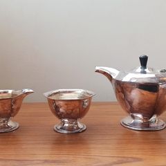 Vintage Silver-plated hexagonal Art Deco tea set
