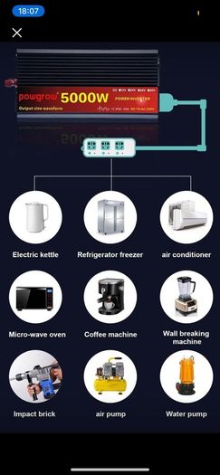 Pure Sine Wave Inverter DC 12v AC 220v Power 5kw 5000W Car Inverter Converte With cable kit