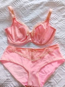 Freya - Hot Coral - Underwired Side Support Bra 30F and Briefs S - Brand New RRP 58