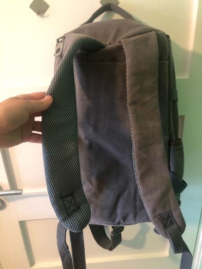 Kaukko grey canvas denim duffel bag backpack rucksack with laptop compartment