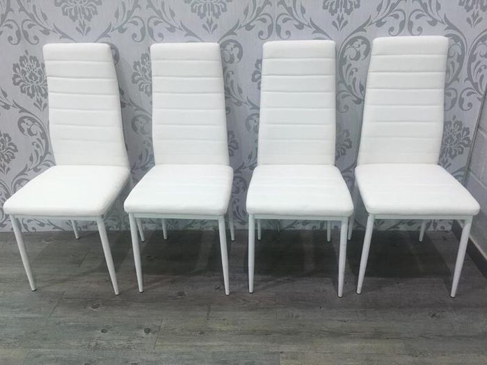 Compact Glass Dining Table Set Seats 4, White