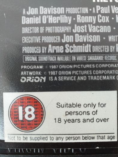 ROBOCOP VHS Pal Video Cassette Tape 1987 Virgin/Orion Release Take A Look At What This VHS Tape Would Cost You Back In 1987 ( Last Price Lower)