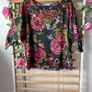 top onesize green floral print top amazing brand 12/14 Image 2